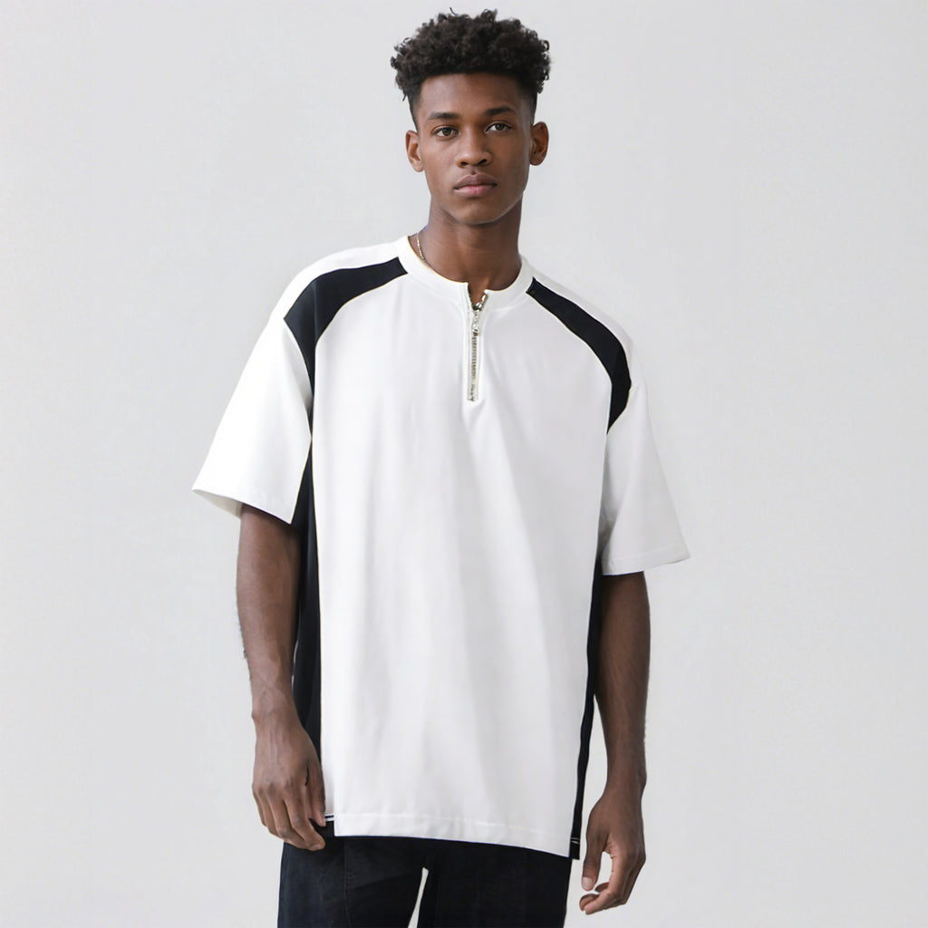 Half-Zip Colorblock Raglan T-Shirt – American Streetwear Style
