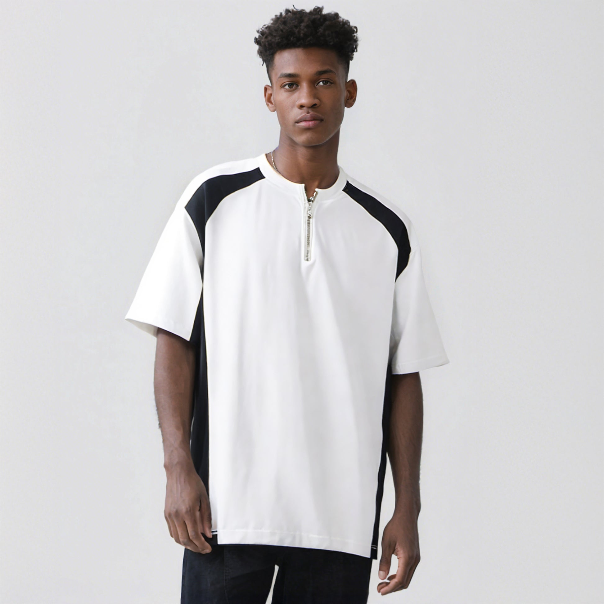 Half-Zip Colorblock Raglan T-Shirt – American Streetwear Style