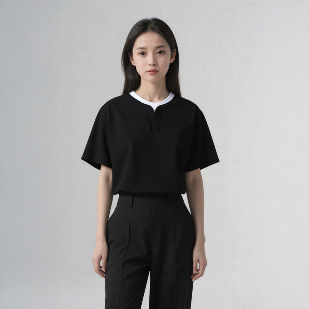 Retro Fake Two-Piece Oversized T-Shirt - Japanese Streetwear Style