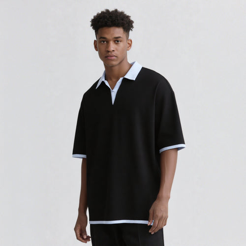Polo Collar Layered-Look T-Shirt