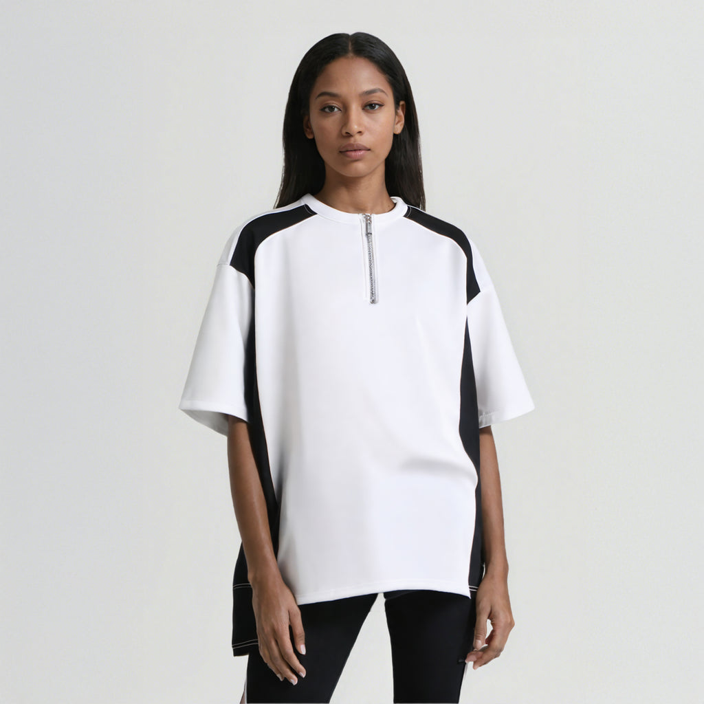 Half-Zip Colorblock Raglan T-Shirt – American Streetwear Style