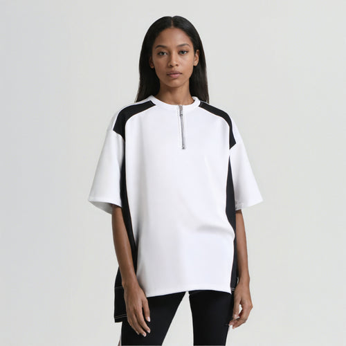 Half-Zip Colorblock Raglan T-Shirt – American Streetwear Style