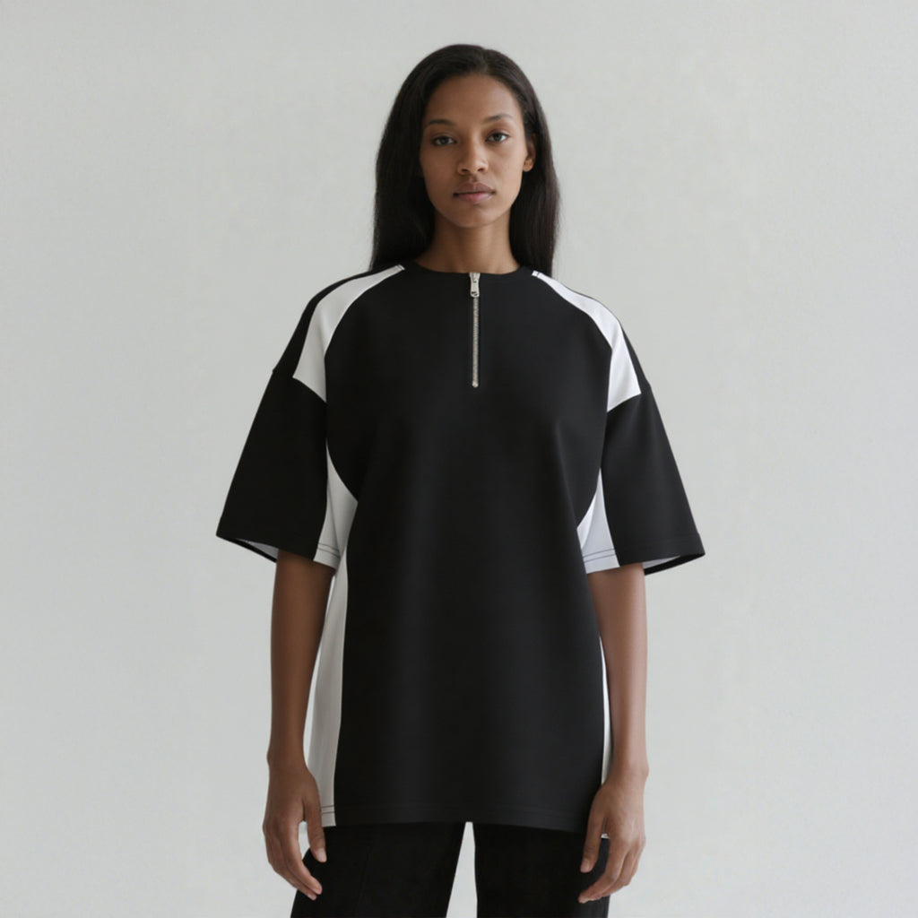 Half-Zip Colorblock Raglan T-Shirt – American Streetwear Style