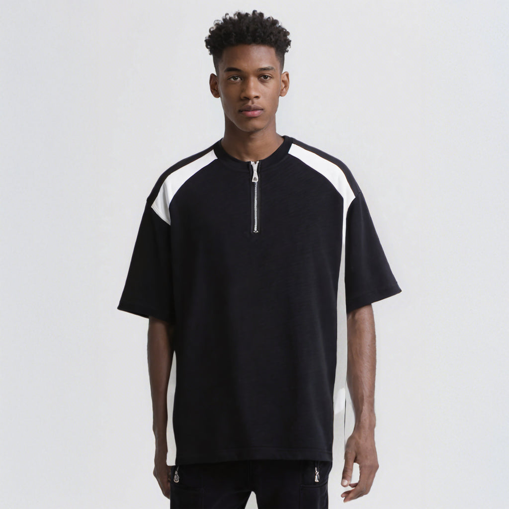 Half-Zip Colorblock Raglan T-Shirt – American Streetwear Style