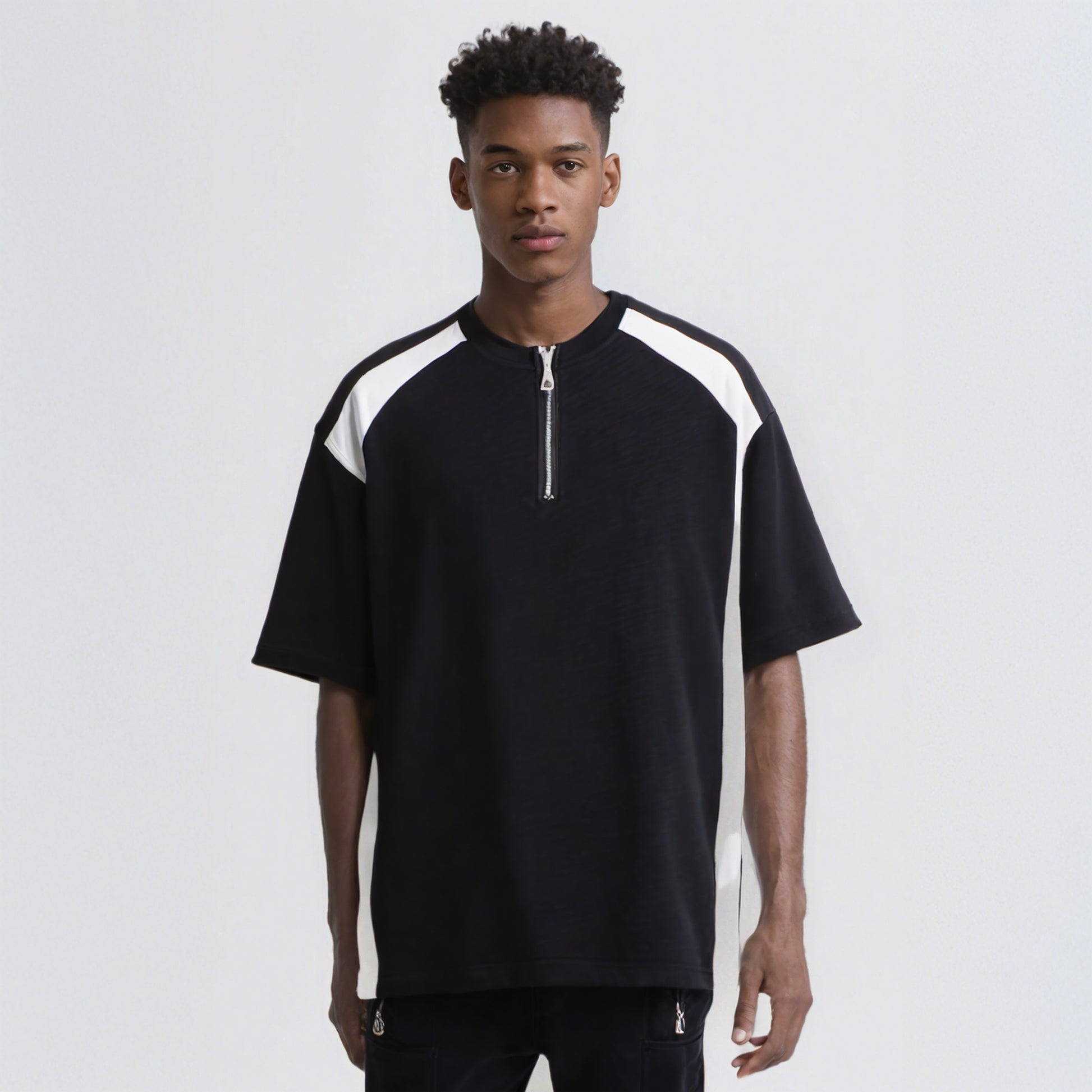 Half-Zip Colorblock Raglan T-Shirt – American Streetwear Style