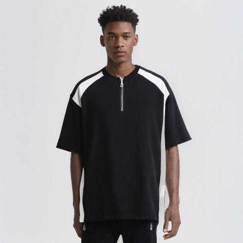 Half-Zip Colorblock Raglan T-Shirt – American Streetwear Style